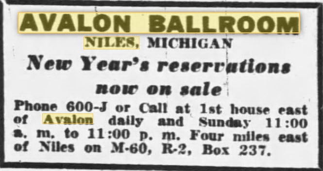 Avalon Ballroom at Barron Lake - 27 Dec 1951 Ad
